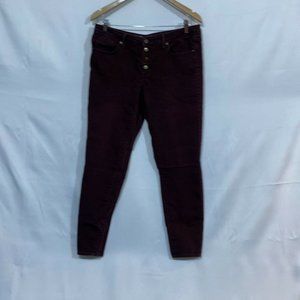 Mossimo Womens Maroon Flat Front Mid Rise Skinny Leg Denim Jeans Size 10/30R